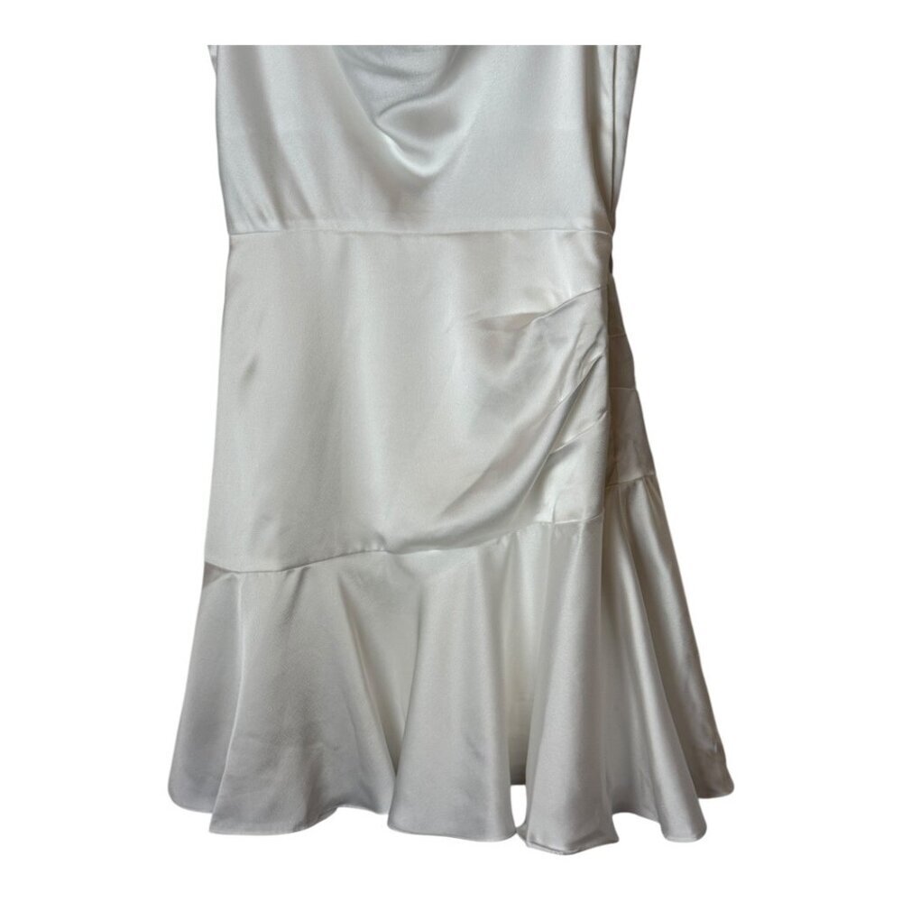 Milly Dress Women‎ 0 White Satin Sleeveless Cowl Neck Nia Mini Bridal Party - Picture 7 of 13